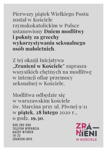 Dzień modlitwy i pokuty za grzechy wykorzystywania seksualnego osób małoletnich